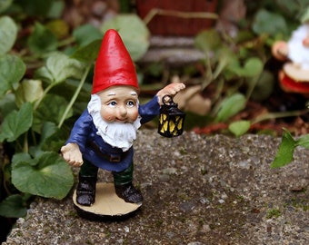 Gnome Garden Miniature Figurine - Lattern Gnome - Miniature Garden Decoration - Garden Accent - Home Decor - Indoor Gnome Miniature