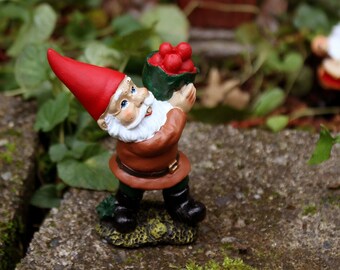 Gnome Village Citizen Carrying Apple - Gnome Garden Miniatures - Carrying Apple Gnome - Garden Décor | Garden Accent Figurine | Small Gnome