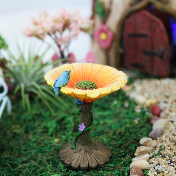 Fairy Garden Flower Birdbath -Fairy Garden Ideas, Fairy Garden Supply, Mini Birdbath, Fairy Furniture, Doll Furniture, Doll Decor