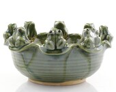 Large Ceramic Frog Design Pot - Lucky Bamboo Planter, Feng Shui Asian Decor