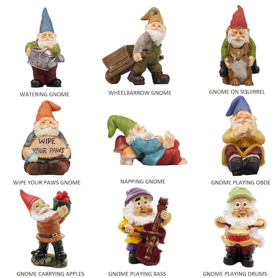 Fairy Garden Miniature Gnomes 9 Different Gnomes to Choose Etsy