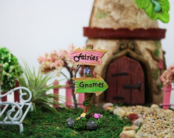 Fairies & Gnomes Sign - Fairy Garden Ideas, Fairy Garden Supply, Fairy Furniture, Doll Furniture, Doll Decor, Garden Decor