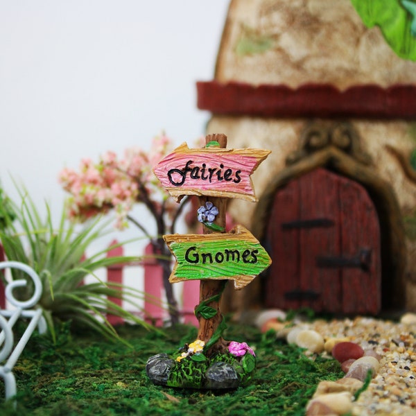 Fairies & Gnomes Sign - Fairy Garden Ideas, Fairy Garden Supply, Fairy Furniture, Doll Furniture, Doll Decor, Garden Decor
