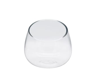 Slanted Glass Bowl Planter - Machine-Cut Glass - Small Plant Pot - Glass Pot