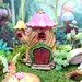 Twisted Stump Fairy House with Working Door | Optional LED Lights | Miniature House for Fairy Garden Village 