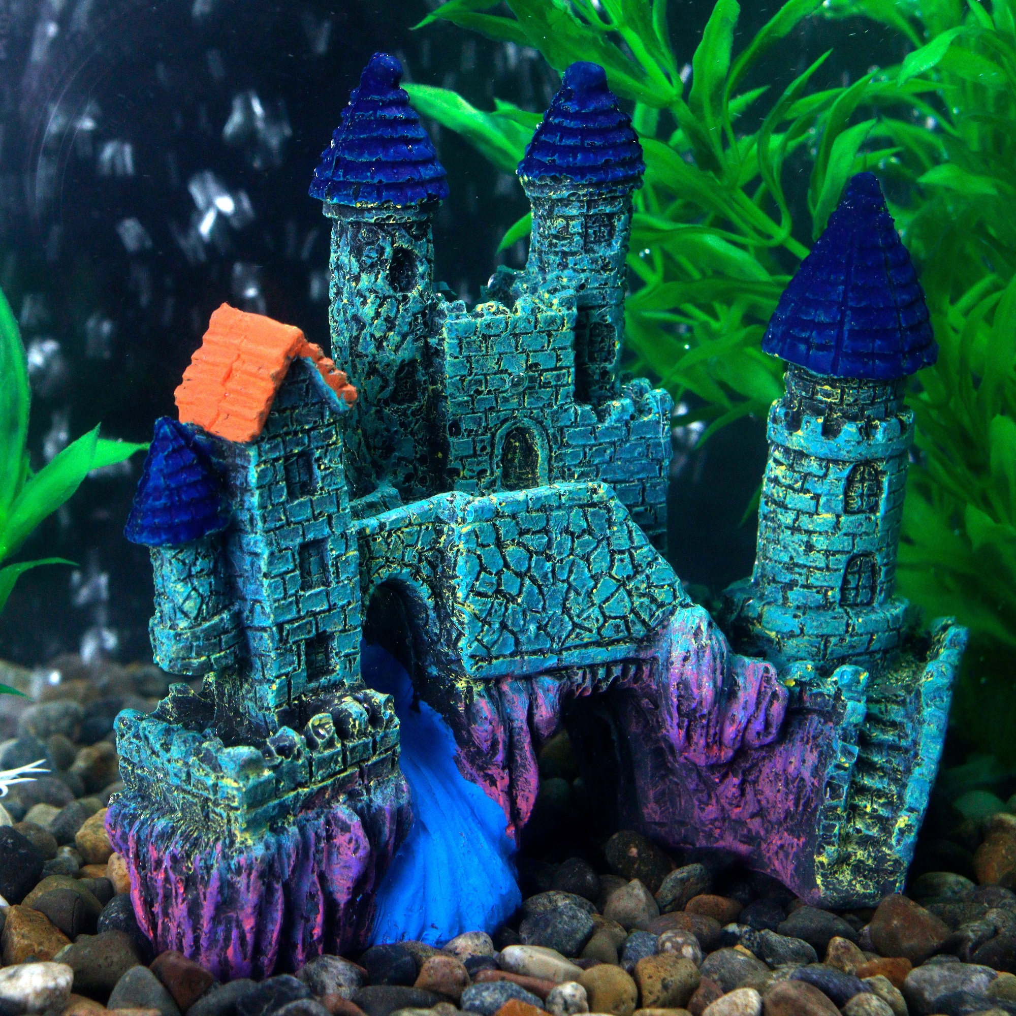 5 Inches Plastic Underwater Castle - Fish Tank Castle Ornaments