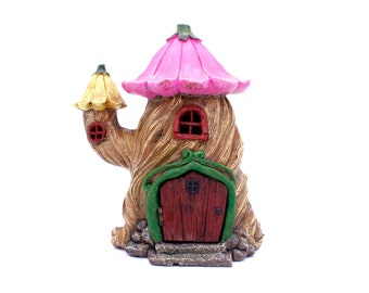 7" Fairy Garden Twisted Tree House, Fairy Garden Accessories, Outdoor Decor, Fairy Garden Statue, Outdoor House Decor, Resin Fairy House