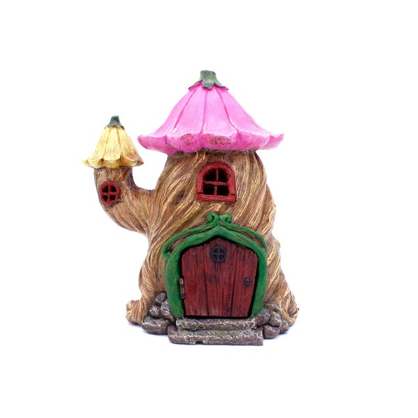 7" Fairy Garden Twisted Tree House, Fairy Garden Accessories, Outdoor Decor, Fairy Garden Statue, Outdoor House Decor, Resin Fairy House