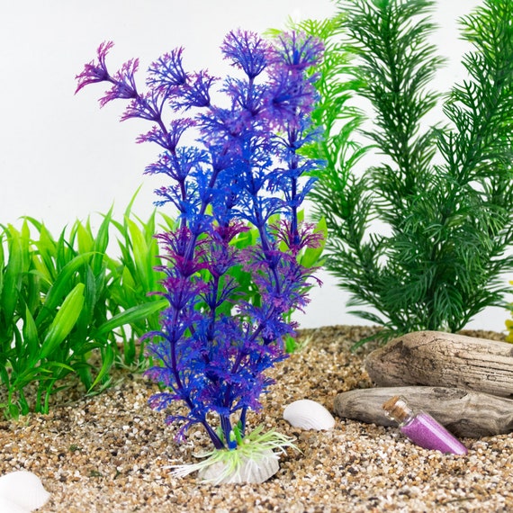 Set of 2 Large Faux Fern Aquarium Plants 12 Inch Tall Orange and Purple  Realistic Looking Artificial Plants for Fish Tank Décor 