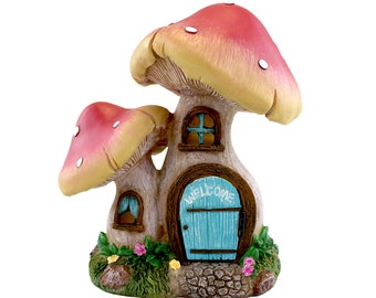 6" Resin Fairy Garden Mushroom House, Fairy Garden Accessories, Outdoor Decor, Fairy Garden Statue, Garden Miniature Statues, Outdoor Fairy