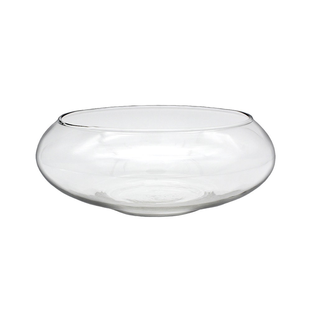 Shallow Glass Lily Bowl Decorative Round Vase Dish Planter Etsy