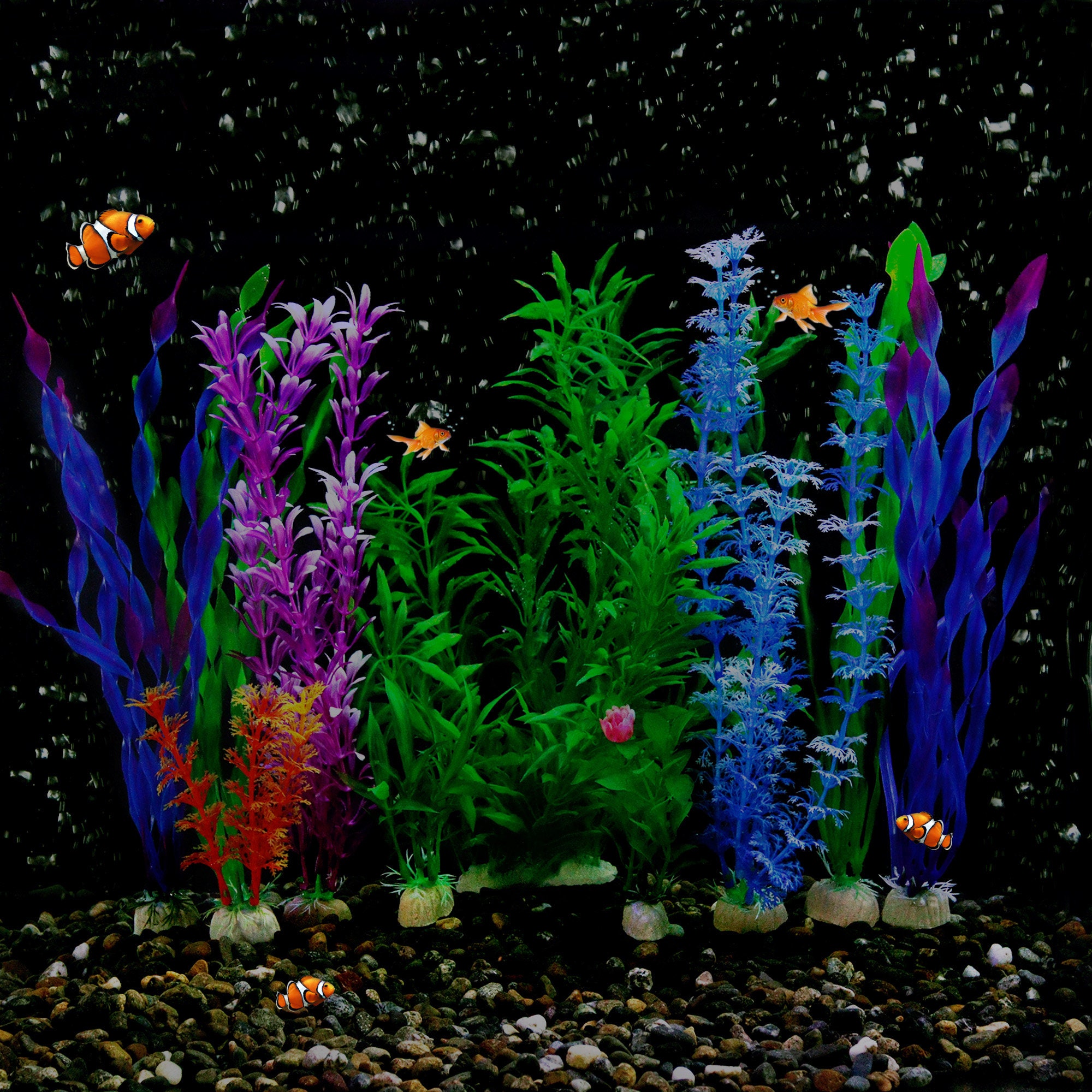 FENGQQKJ Aquarium decoratie en accessoires aquaria planten kunstmatige waterplanten mini vijver plastic planten vis tank schildpad decoraties 11 stuks