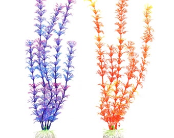 Set of 2 Large Faux Fern Aquarium Plants - 12 Inch Tall Orange and Purple  Realistic Looking Artificial Plants for Fish Tank Dcor - Etsy