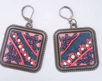 Retro design abstract polymer clay earrings