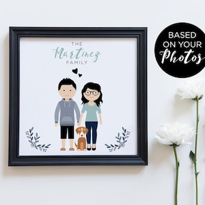 Ritratto di famiglia personalizzato, stampa personalizzata, illustrazione di animali, regalo di matrimonio, regalo di compleanno