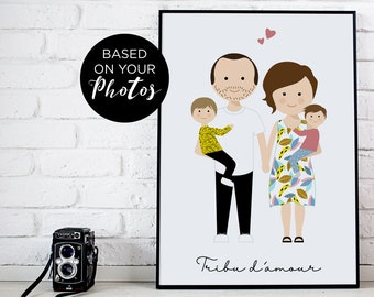 Custom portrait of couple, Custom couple illustration, personalized portrait, family illustration with pets, wedding gift, wedding portrait