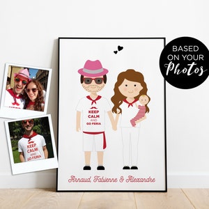 Portrait de famille personnalisé, Illustration de famille, Cadeau pour lui, Cadeau pour elle, Cadeau d'anniversaire personnalisé