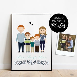 Retrato de familia, regalo personalizado para ella, regalo personalizado para papa, regalo personalizado para el día del padre