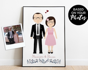 Personalisiertes Familienportrait, Geburtstagsgeschenk, Familienillustration, Paarzeichnung, Tierportrait, personalisiertes Geschenk