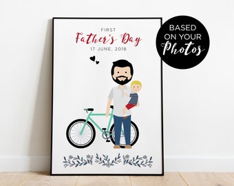 Custom family illustration, the perfect gift idea for Father's day!
