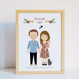 Custom Family Portrait, Family drawing Illustration perfect for an anniversary gift idea image 4