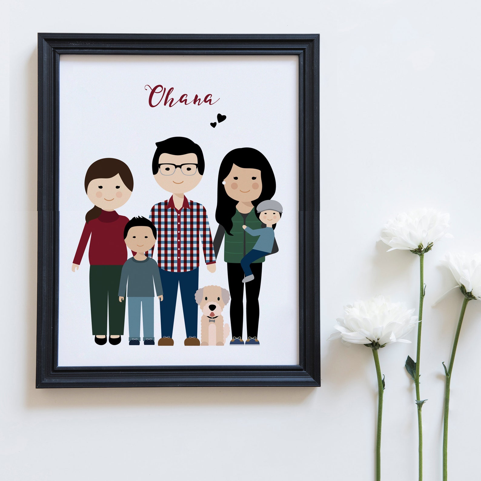 Portrait de famille personnalisé, portrait de couple, illustration de ...