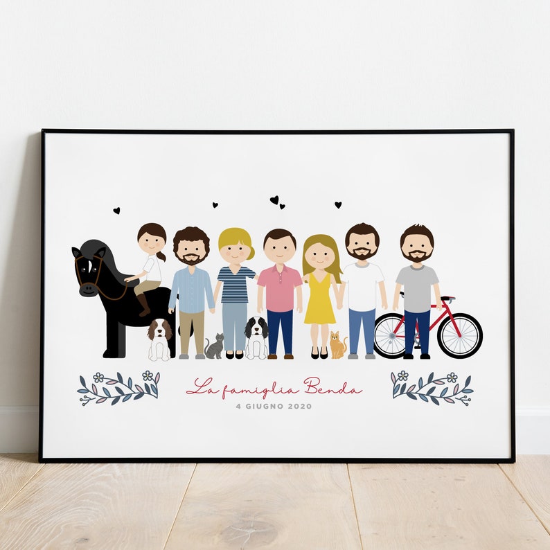 Custom Family Portrait, Family drawing Illustration perfect for an anniversary gift idea image 5