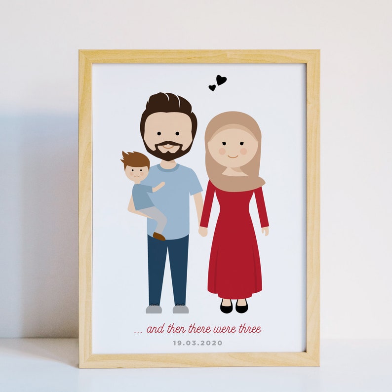 Custom Family Portrait, Family drawing Illustration perfect for an anniversary gift idea image 2