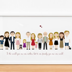 Custom Family Portrait, Family drawing Illustration perfect for an anniversary gift idea image 10