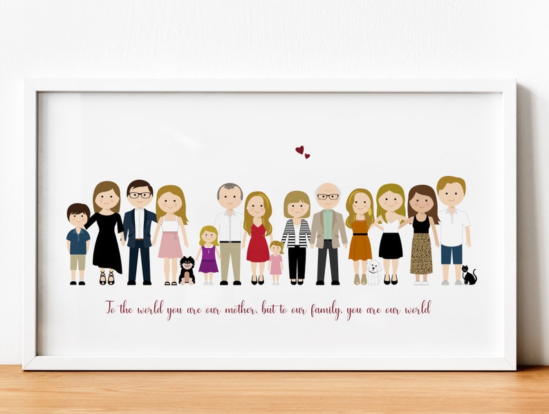 Custom Family Portrait, Family drawing Illustration perfect for an anniversary gift idea image 10