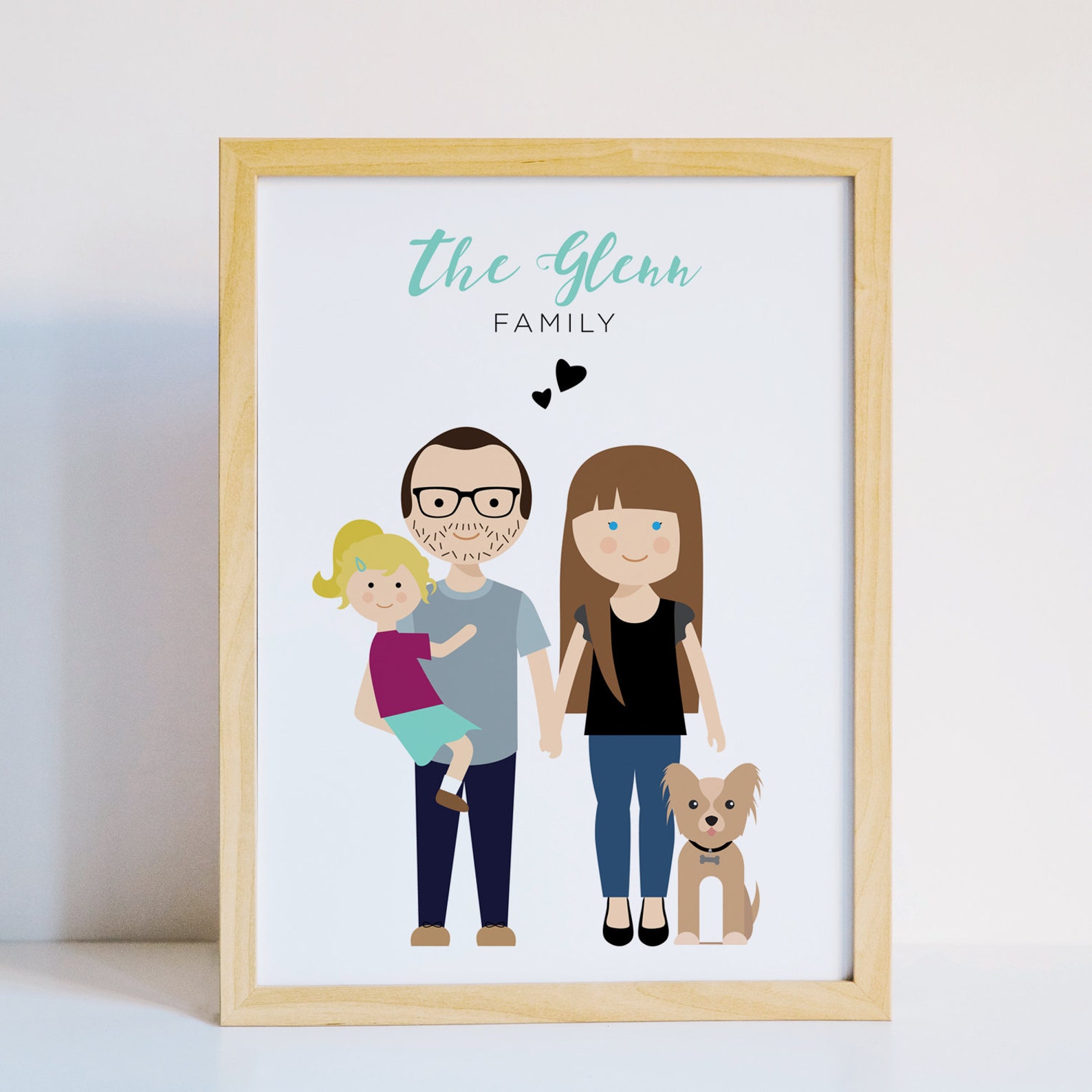 Portrait de famille personnalisé avec bébé. Le cadeau parfait pour les ...