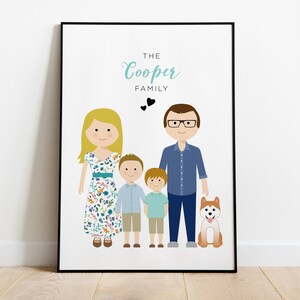 Custom Family Portrait, Family drawing Illustration perfect for an anniversary gift idea image 8