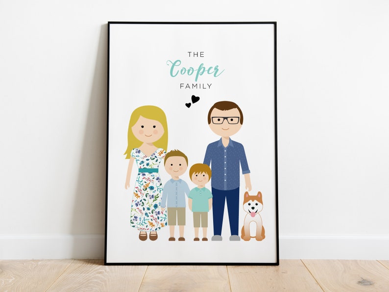 Custom Family Portrait, Family drawing Illustration perfect for an anniversary gift idea image 8