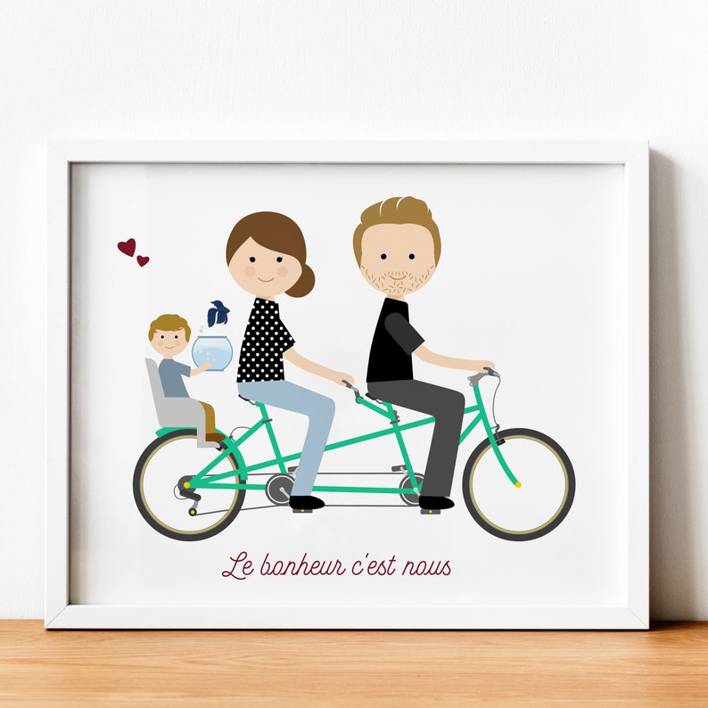 Custom Family Portrait, Family drawing Illustration perfect for an anniversary gift idea image 1