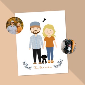 Family portrait, Anniversary gift, custom pregnancy announcement, personalized family picture, custom illustration, birthday gift for men image 9