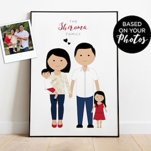 Ritratto di famiglia personalizzato, ritratto di coppia, illustrazione di animali, regalo di matrimonio, regalo compleanno e anniversario