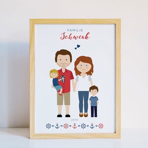 Dessin de famille personnalisé, Idée cadeau pour un baptême, faire part mariage, illustration animaux, dessin de couple pour saint valentin image 9