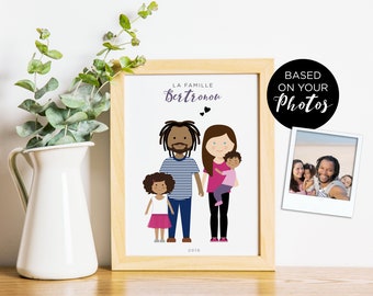 Custom portrait of couple, Custom card illustration, personalized mother's day gift idea, custom pet portrait, custom greeting card