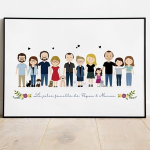 Custom Family Portrait, Family drawing Illustration perfect for an anniversary gift idea image 3