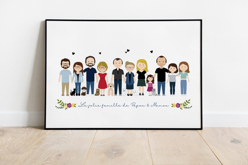 Custom Family Portrait, Family drawing Illustration perfect for an anniversary gift idea image 3