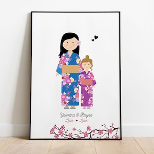 Retrato familiar personalizado como idea de regalo para Navidad, póster familiar ilustrado