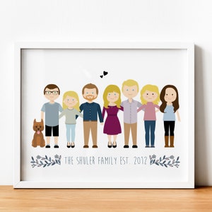 Family portrait, Anniversary gift, custom pregnancy announcement, personalized family picture, custom illustration, birthday gift for men image 7