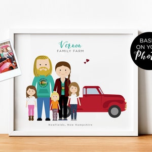 Personalisiertes Familienportrait, Geschenk für Großmutter, Familienillustration, Hochzeits-Geburtsanzeige, Geschenk für Mama