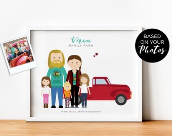 Family portrait, Anniversary gift, custom pregnancy announcement, personalized family picture, custom illustration, birthday gift for men