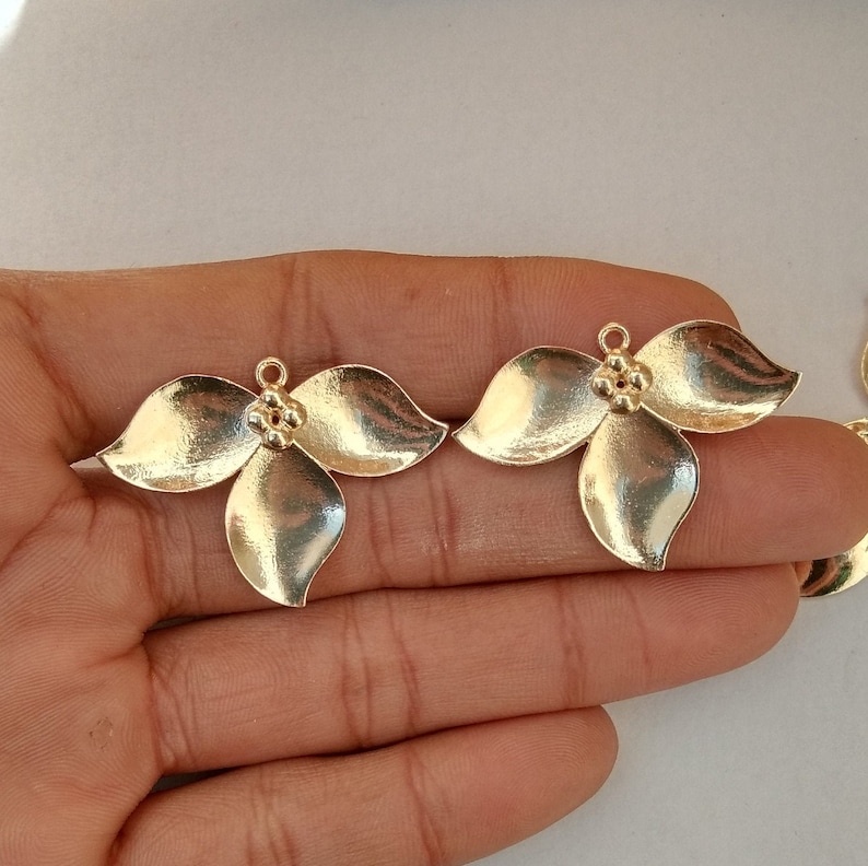 10 Pcs Lot Leaf Design Connector Making Earrings Pendant Gold Plated Brass Finding Jewelry Finding Component
