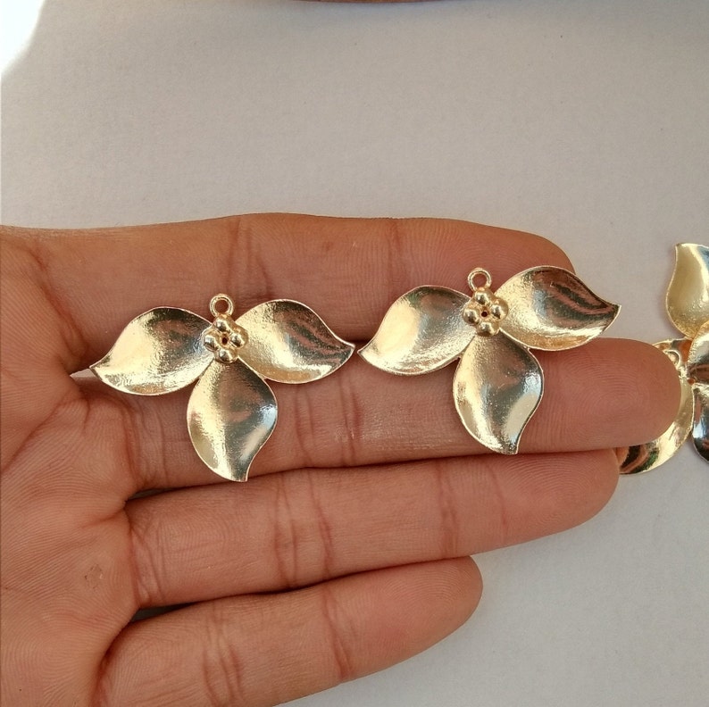 10 Pcs Lot Leaf Design Connector Making Earrings Pendant Gold Plated Brass Finding Jewelry Finding Component