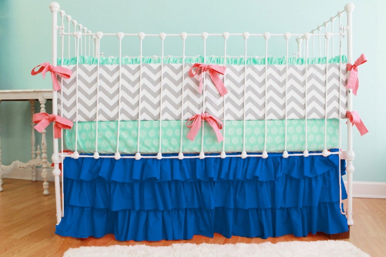Nursery/unisex Crib Bedding Multi Ruffle Crib Skirt Select Etsy