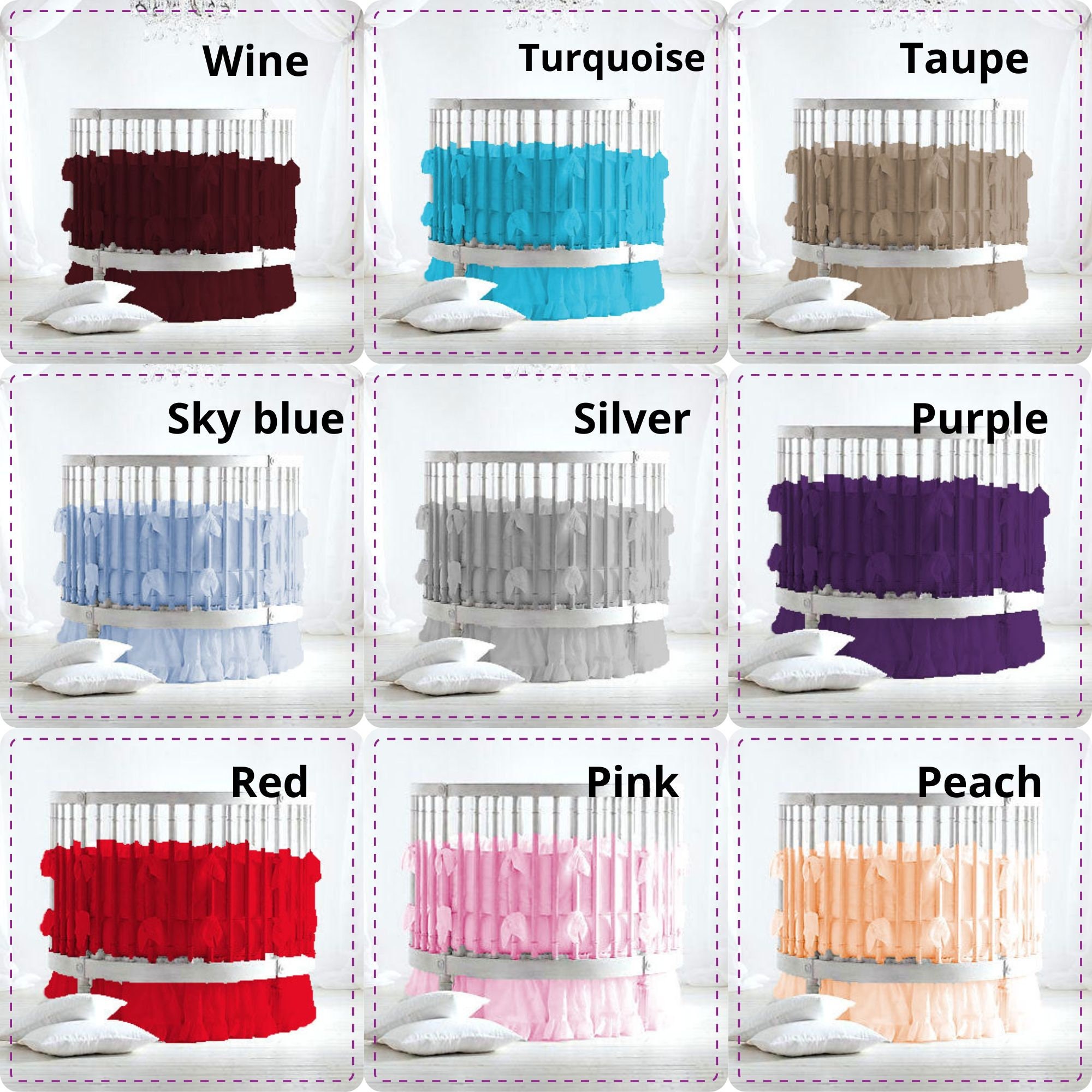 Nursery 4 Piece 42 Dia Round Ruffle Crib Bedding Set Etsy