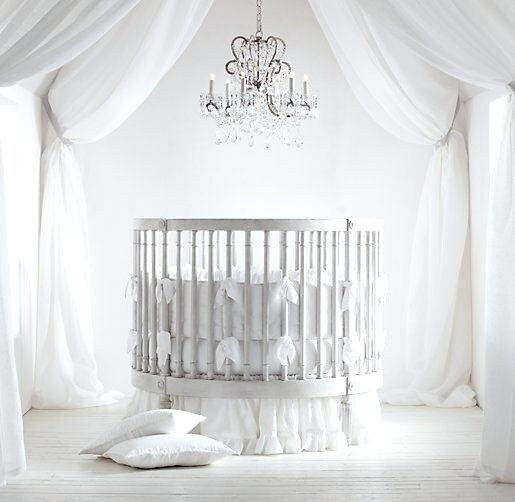 White 5pc Set Ruffle Round Baby Bedding Set 42 Diameter Etsy