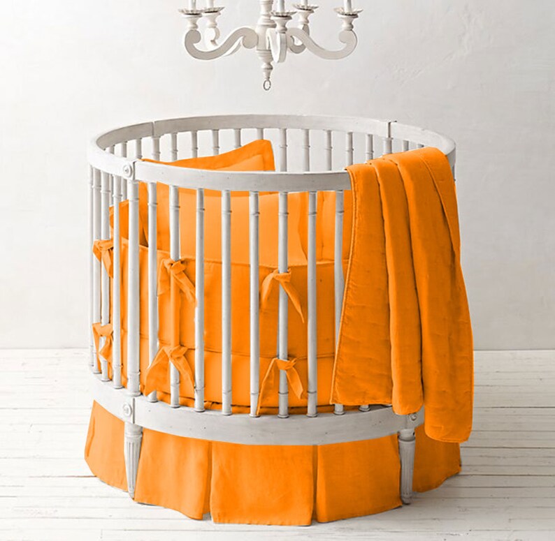 Nursery 4 Piece 42 Dia Round Crib Bedding Set pleated Etsy